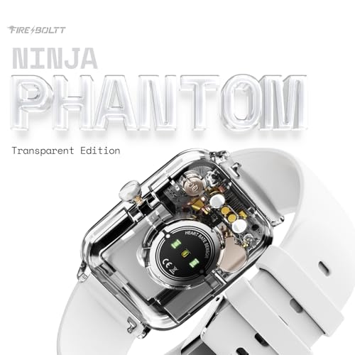 Image of Fire-Boltt Ninja Phantom Smart Watch 1.83 inch Display, Transparent Clear Body Design, Bluetooth Calling, 120+ Sports Modes, Voice Assistant, AI Outfit Watch Face Smartwatch for Men & Women Frost White