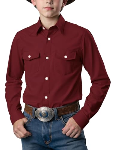 Image of Spring&Gege Boys' Long Sleeve Western Cowboys Pearl Snap Button Down Shirts (5-14 Years)
