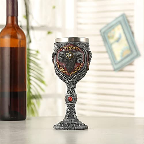 Pankerou Baphomet Wine Goblet, Stainless Steel Black Goat Hexagram Wine Chalice, Medieval Satanism Occult Sabbatic Goat Wine Goblet For Beer Lovers Mystic Wicca Fan Worshiper - 210 Ml - 7 Oz #TOP4