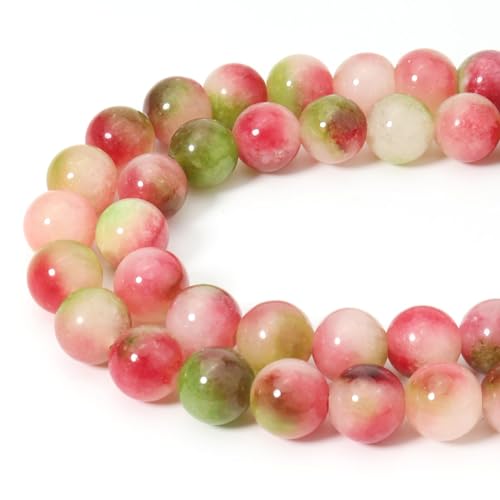 Siomia 60pcs 6mm Natural Watermelon Tourmaline Gemstone Beads Energy Healing Crystal Round Loose Stone Beads for Jewelry Making, DIY Bracelets Necklaces