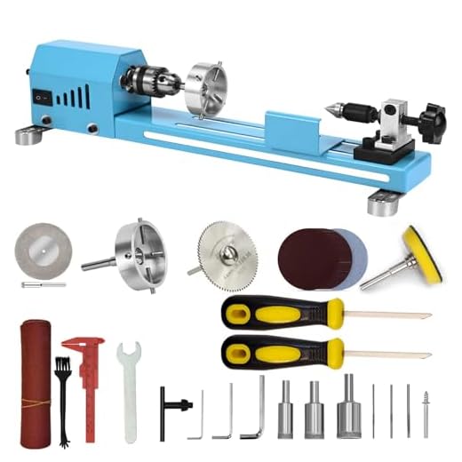 Wood Lathe Mini Lathe Machine Multi-Purpose Type Lathe Milling Cutting Grinding Polishing Professional Table Top Lathe Tool Kit