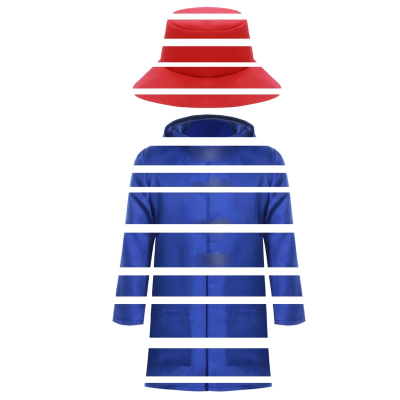 Raveparty Kids World Book Day Costumes Boys Book Character Costumes with Blue Duffle Coat Red Hat Costumes for World Book Day (Blue XL)