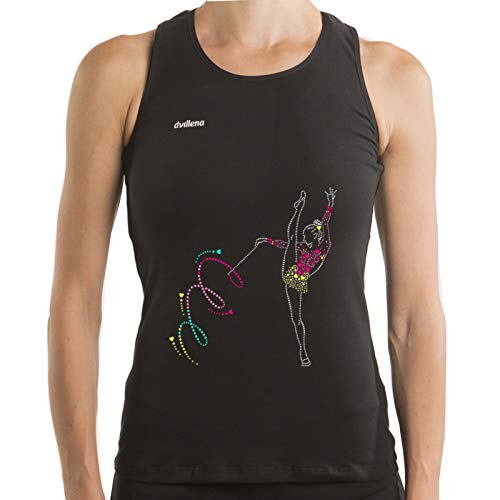 dvillena | Camiseta Gimnasia Ritmica Cinta Espiral Mujer Corte Moderno y Espalda Cruzada | Actividades Deportivas o Tiempo Libre, Yoga, Pilates | Camiseta para Entrenar Niñas, Adolescentes o Adultos Cover