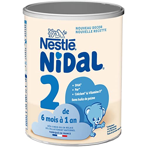 Nestlé Nidal 2 - Lait en poudre 2ème Age pour bébé de 6 à 12 mois - 800g