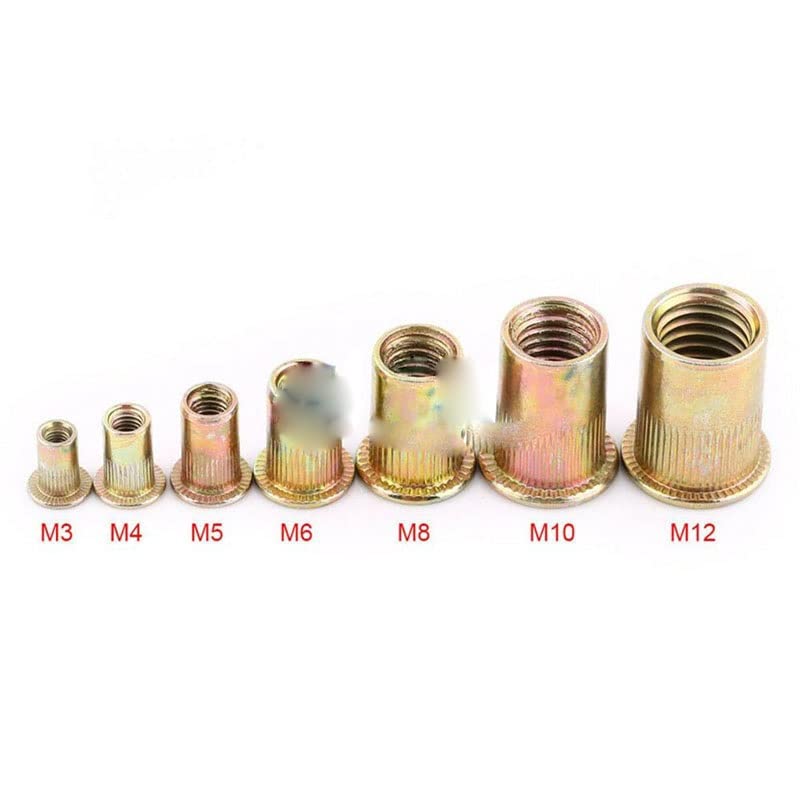 20Pcs M3 M4 M5 M6 M8 Zinco Placcato Acciaio Al Carbonio Dadi Zigrinati Rivnut Testa Piatta Filettato Rivetto Inserto Nutsert Cap Rivet Dado(175PCS Box)