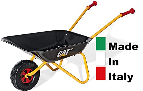 Rolly Toys Carretilla CAT color amarillo/negro, carretilla de jardín, carretilla metálica de juguete para niños a partir de 2,5 años, soporta hasta 25 kg, herramienta de jardinería para niños 271818