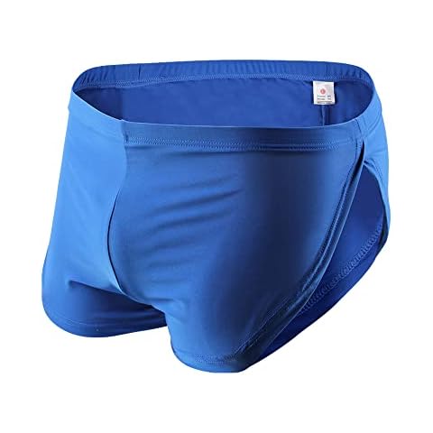 Mens Mesh Bodybuilding Shorts with Large Split Sides Active Boxers Underwear Blue M Cover