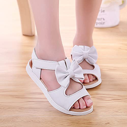 Kids Sandals Sandals Fashion Kids Princess Bowknot Girls Toddler Shoes Summer Flat Children Girl's Shoes (White, 7 Toddler)4