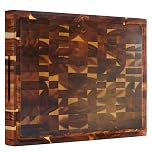 Wooden Chopping Board, End Grain Cutting Boards with Juice Groove & Handle, 40 * 30 * 3 CM Checkered Chopping Board Charcuterie Board, Chopping Mat for Meat, Vegetables, Fruit