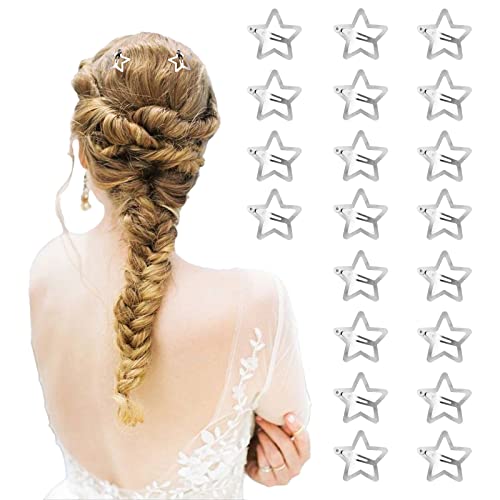 Kunoli Star Hair Clip Y2K Accessories Silver Clips 20pcs Snap Women Metal for Girls Cute Girl Hairpins Barrettes Women Girls