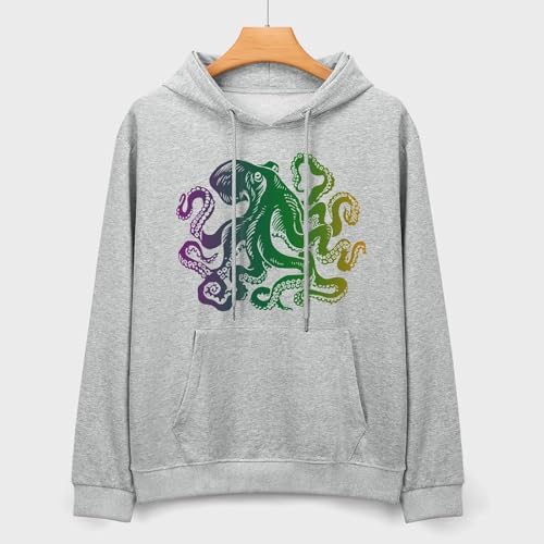 Colorful Octopus Lightweight Hoodies for Men Pure Cotton Pullover Long Sleeve Hoodie Sweatshirt with Pocket2
