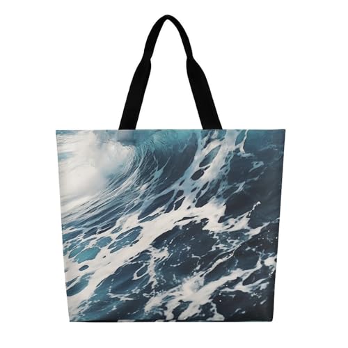 Beach Foam Wave Large Grocery Tote Bag Women Fashion Handbag Duty Reusable Shoulder Bag for Travel Vacation Shopping Beach Bags3