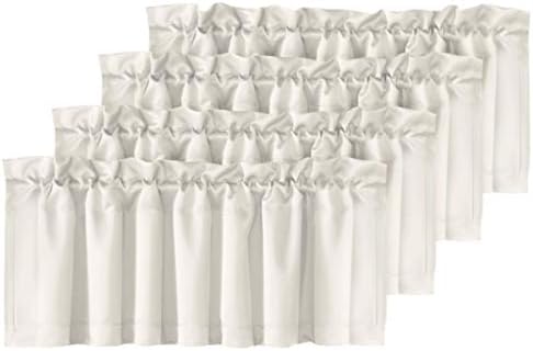 H.VERSAILTEX 4 Panels Blackout Curtain Valances for Kitchen Windows/Bathroom/Living Room/Bedroom Privacy Decorative Rod Pocket Short Winow Valance Curtains, 52" W x 18" L, Ivory/Cream