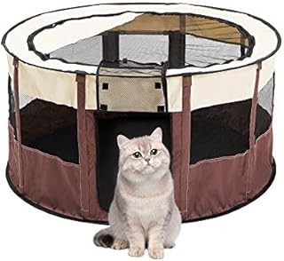 Qirreao Puppy Playpen Pet Mesh Playpen Foldable Portable For Dog Cat Rabbit 43x23 in