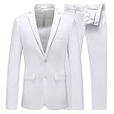 UNINUKOO Men's Suit Slim Fit 2 Button 2 Piece Suits for Men Party Formal Dress Solid Tuxedo Blazer Jacket Pants Set US Size 42 White