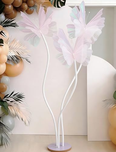 maytopia Giant Butterfly Decorations with Stand, Large Silk Butterfly Baby Shower Decor, Mariposas Grandes para Decoracion for Wedding Birthday Party Bridal Shower Home Decor (Light Pink, 3PCS)