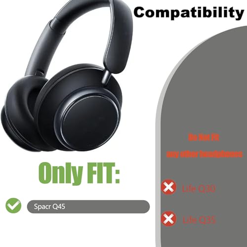 Repuestos de almohadillas para auriculares Anker Soundcore Space Q45, cubierta de cojín cómoda y durable (Gel Negro) miniatura 5
