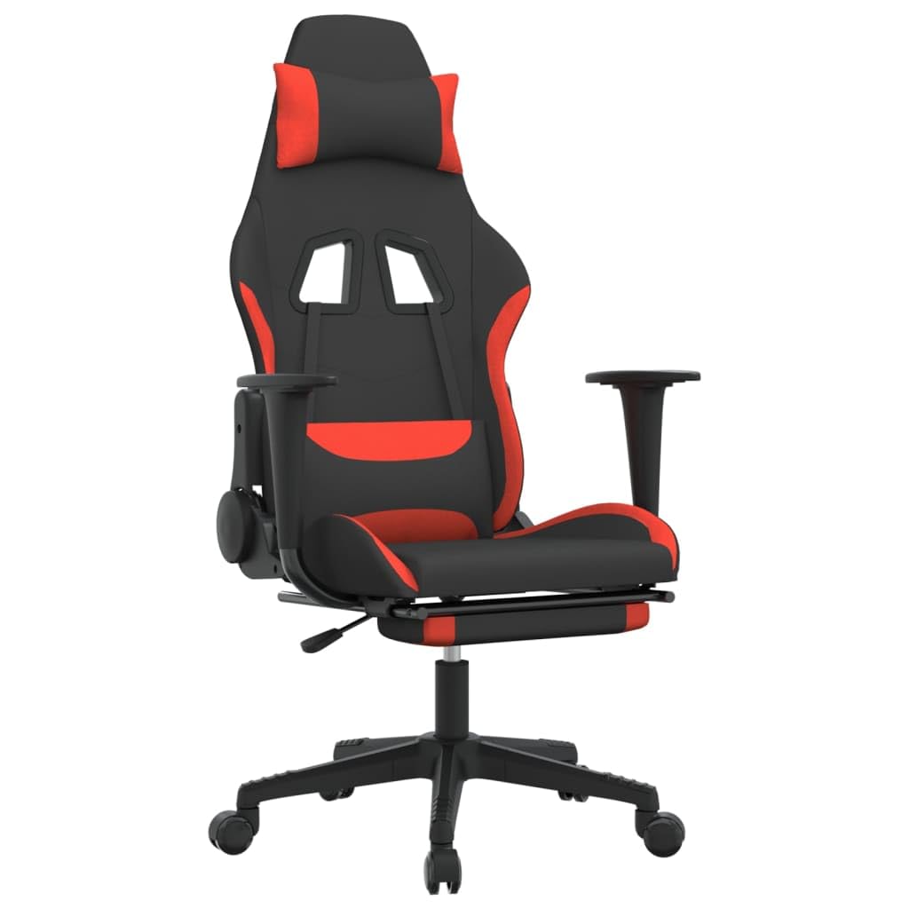 Fauteuil de Bureau Tomostar Chaise Gaming Tissu Noir et Rouge avec Appui-Jambes
