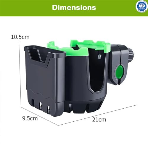 Image of Safe-O-Kid Universal 2-in-1 Stroller Cup Holder with Phone Holder | Drink & Mobile Holder for Stroller, Bike, Walker & Wheelchair | Green