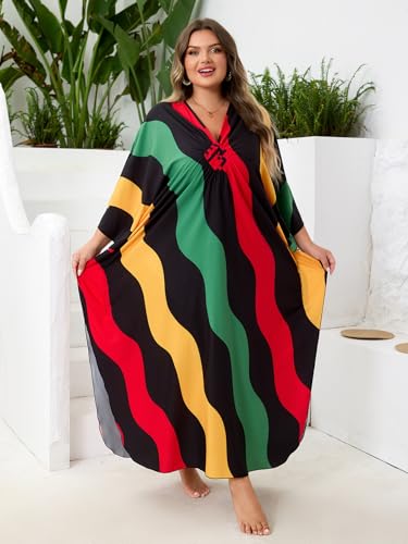 Image of Kaftan Dress for Women - Plus Size Caftan Maxi Beach Dress Moo Moos Loungewear, Swimsuit Cover Up for Beach, Pool or Vacation