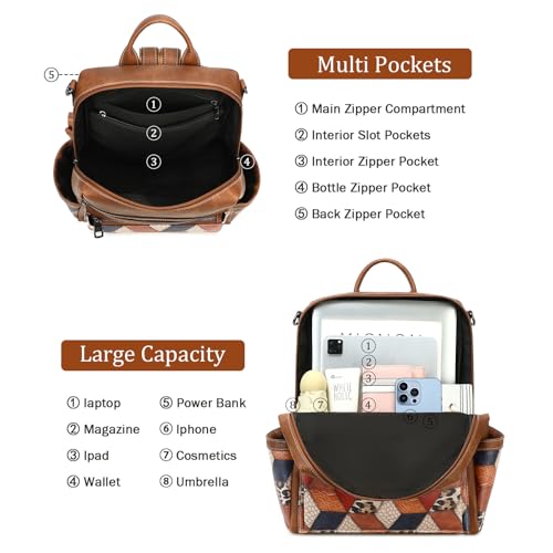 Image of AGLOD Leather Backpack Purse for Women Designer Ladies Shoulder Bag Fashion Faux Work Travel Handbags