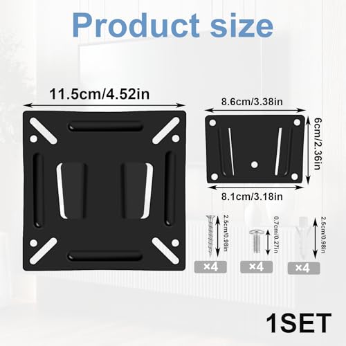 14-27 Inch Small Tv Wall Bracket,Monitor Wall Mount, Monitor Bracket,Universal TV Ultra Slim Vesa Wall Mount,Universal Tv Wall Bracket 30lbs With Max