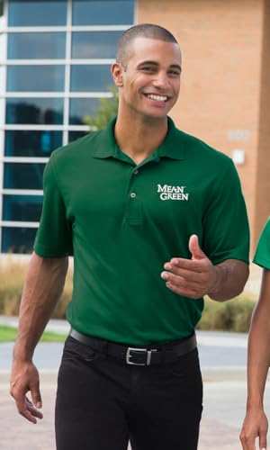 North Texas Men's Short Sleeve Performance Polo with Mean Green Logo2
