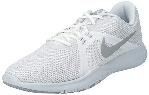 Nike Women's Flex Trainer 8 Cross, White/Metallic Silver-Pure Platinum, 7.5 Regular US