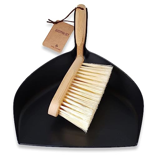 ENA Living Bamboo Dust Pan & Brush Set, Eco-Friendly Dustpan & Brush, Perfect For Household Cleaning, Sturdy & Effective Dust Pan, Bamboo Sweeping Brush, Stylish & Sustainable Brush & Pan Set