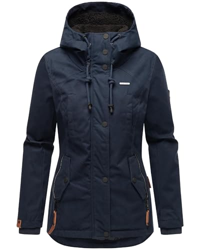 MARIKOO Damen warme Winterjacke mit kuscheliger Kapuze Bikoo Navy with...
