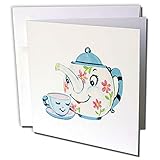 3dRose Image of Retro Teapot and Cup in Color Greeting Card (gc_256265_1)