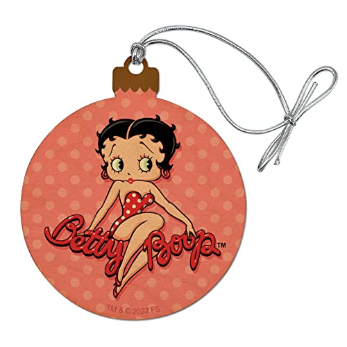 Betty Boop Pink Polka Dots Wood Christmas Tree Holiday Ornament