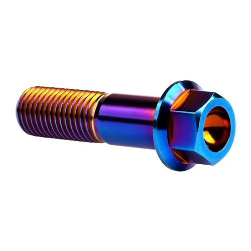 Image of Titanium Bolt Hex Small Flange Head M12x45mm Pitch 1.5, Burnt Blue | 30 35 40 45 50 55 60 65 70 75 80 85 90mm 1.25 /1.5mm Pitch Screws for Motorcycle Car Modification Pack of 4