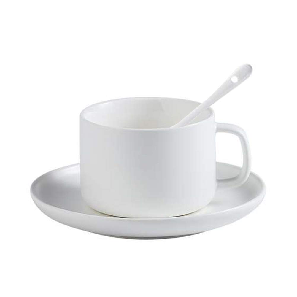 Tazza Con Piattino Bianco Semplice In Bone China, Tazza Da Tè In