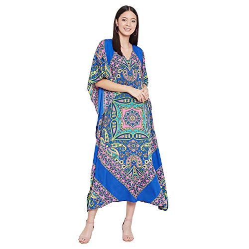 Image of Oussum Women Kaftan Plus Size Polyester Summer Lightweight Caftan Swimsuit Cover Ups Maxi African Mumu Lounge House Dress
