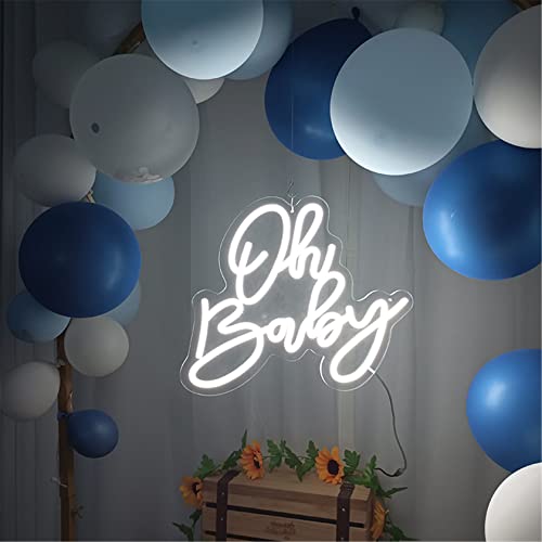 DYJD Señal de neón Personalizado oh Baby Neon Letrero de neón Letrero neón Letrero Nombre Personal,Blanco,44 * 33CM Cover