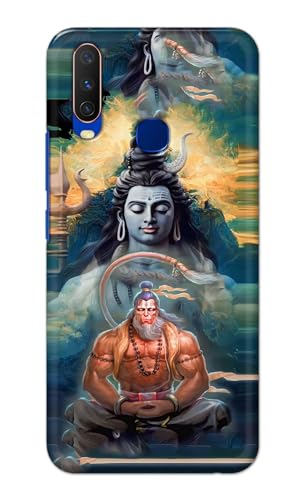 Image of Plastic Printfidaa Printed Hard Back Cover Case For Vivo Y15 | Vivo Y17 | Vivo Y11 | Vivo U10 | Vivo Y12 | Vivo Y12I Back Cover (Lord Shiva And Hanuma) -112, Multicolor