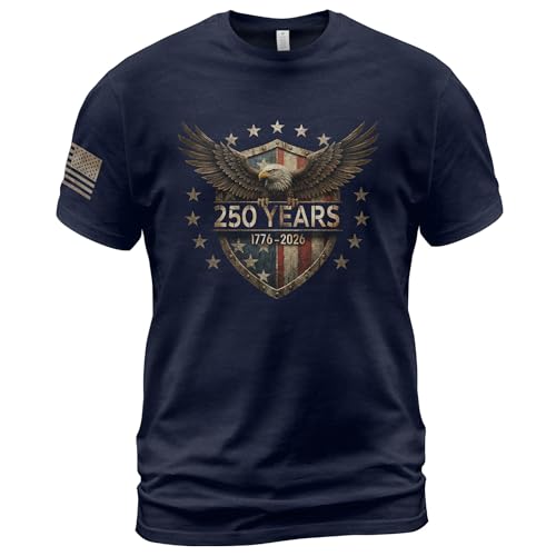GritSon Patriotic Shirts for Men American 250th Anniversary Shirt 1776-2026 250th Anniversary Shirt 1 (Navy-2XL)