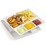 LAUCHUH Chip & Dip Serving Set, 11 inch Porcelain Divided Serving Platter Large Relish Tray Appetizer Tray for Party, Thanksgiving, Christmas, Nuts, Candy, Veggies, Candy and Snacks, White
