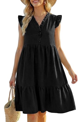Robe d'été décontractée pour femme avec col en V fluide et élégant