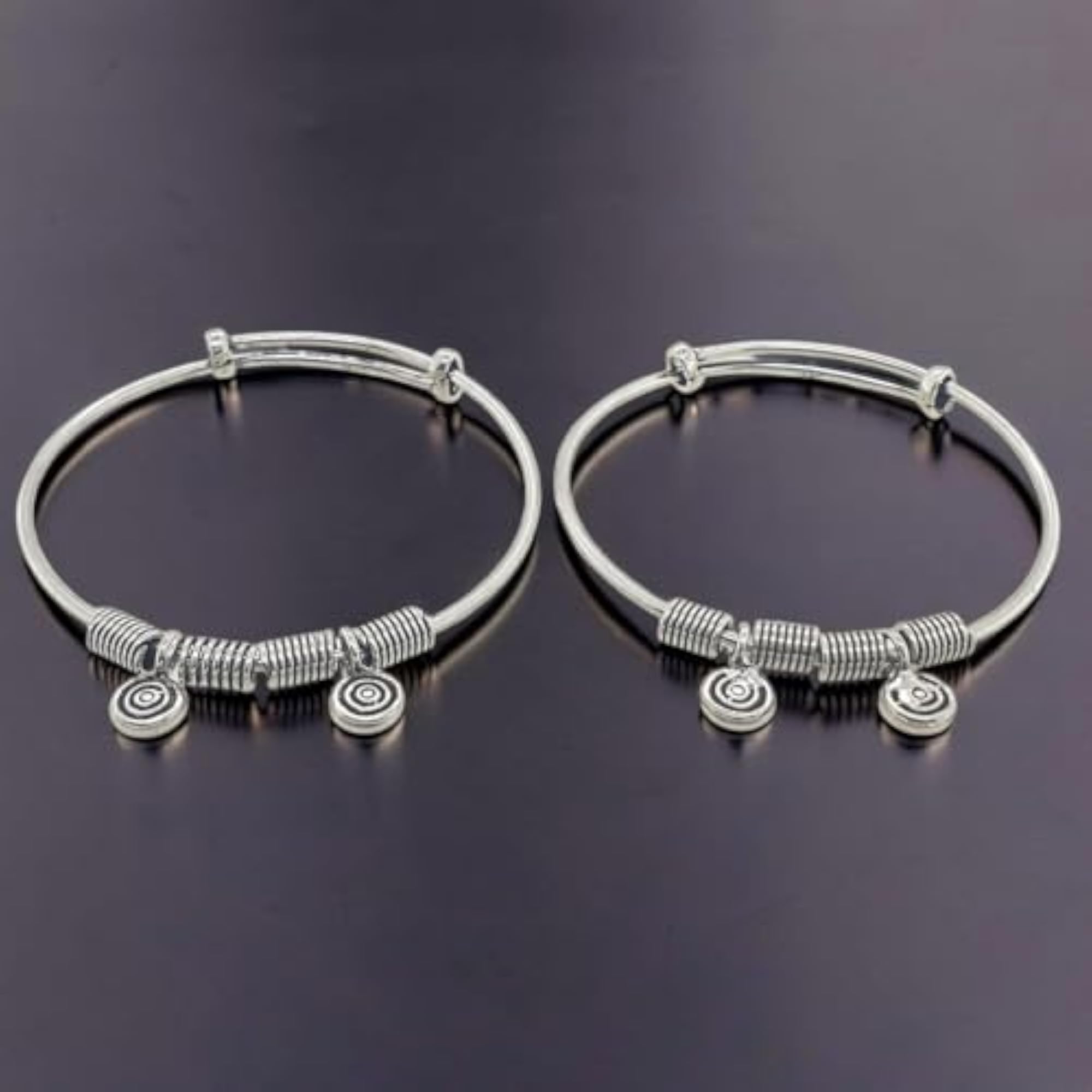 925 Silver Baby Kada with Hanging Charm for Babies