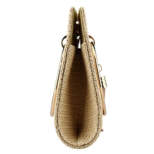 Women Straw Bag Crossbody Clutch Evening Clutch Purse Beach Shoulder Handbag (Yellow 01) #TOP2