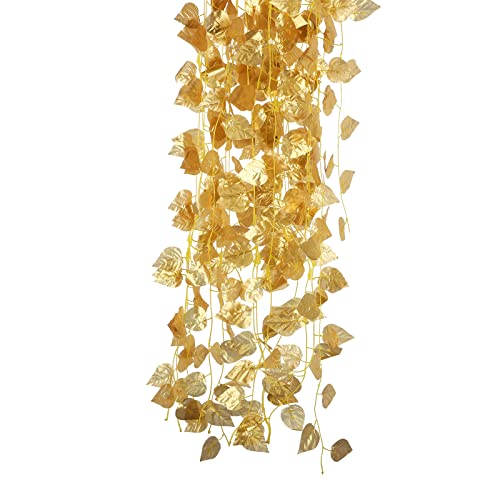 Xnferty 12PCS Golden Leaf Garland, 86IN Spring Summer Artificial Leaf