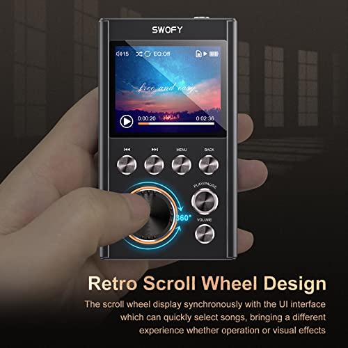 Swofy Real Lossless Hifi Mp3 Player, Dsd High Resolution Digital Audio Music Player With Line Output, High-Res Dac Portable Super Light Audio Player With 64Gb, Support Up To 256Gb Expand #TOP3