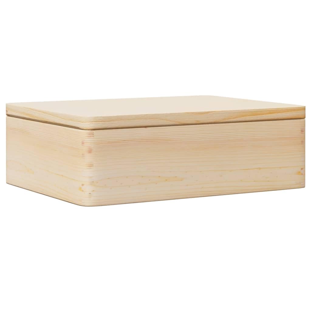 Vidaxl (Natural, 40 X 30 X 13 Cm) Wooden Box Storage Box Wooden Crate Treasure Chest Solid Wood Pine