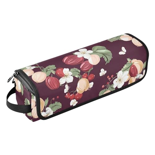 Bolso de viaje para herramientas de cabello con pad resistente al calor, organizador de accesorios removible para plancha, rizador, secador y más, color grosella espinosa burdeos