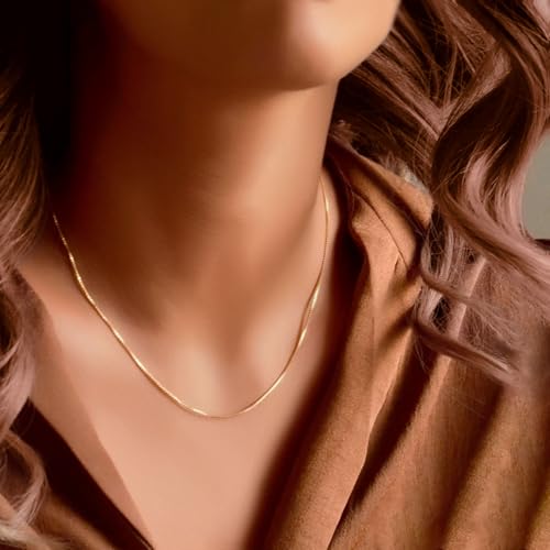 Dainty Choker Necklace for Women 18K Gold Plated Shining Dots Box Chain Sparkle Necklaces Cute Paperclip Link Herringbone Necklace Exquisite Jewelry Gifts for Mom Girlfriend2