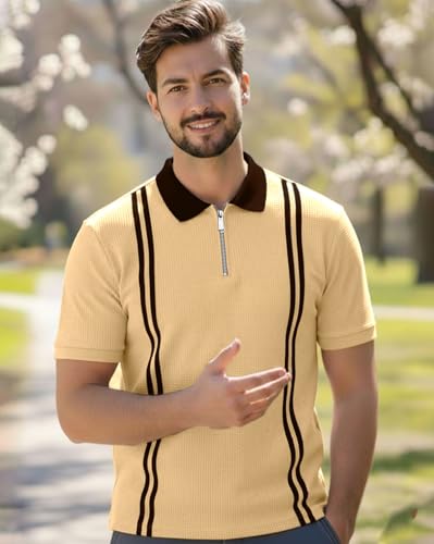 Image of AUSK Men Casual T-Shirt, Texture Printed Half Sleeve Tshirt for Mens, Polo Tshirt for Boys