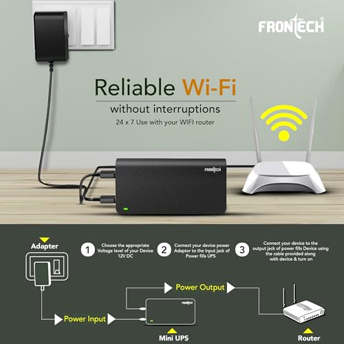 Frontech Mini UPS for 12V, 2.5A | Backup Upto 4 Hours | WiFi Router UPS Power Backup During Power Cuts | UPS Broadband Modem | 3-Battery UPS-0021 - Image 2