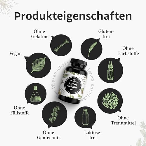 Ashwagandha Kapseln hochdosiert 120 Stück – 600mg Ashwagandhawurzel pro Tagesdosis – vegan & ohne unnötige Zusätze – in Deutschland entwickelt & laborgeprüft
